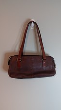 Vintage FOSSIL Brown Pebbled Leather Bag Purse Satchel Shoulder Bag