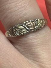 12K Leaves / Sterling Silver Black Hills Rose Gold /Silver Ring Marked