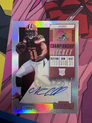 2018 Panini Contenders Nick Chubb Championship Ticket Rookie Auto /25 #113 RC 