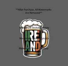 Ireland Beer Sticker Waterproof Decal Irish Flag Brew Drinking Pub Gift NEW