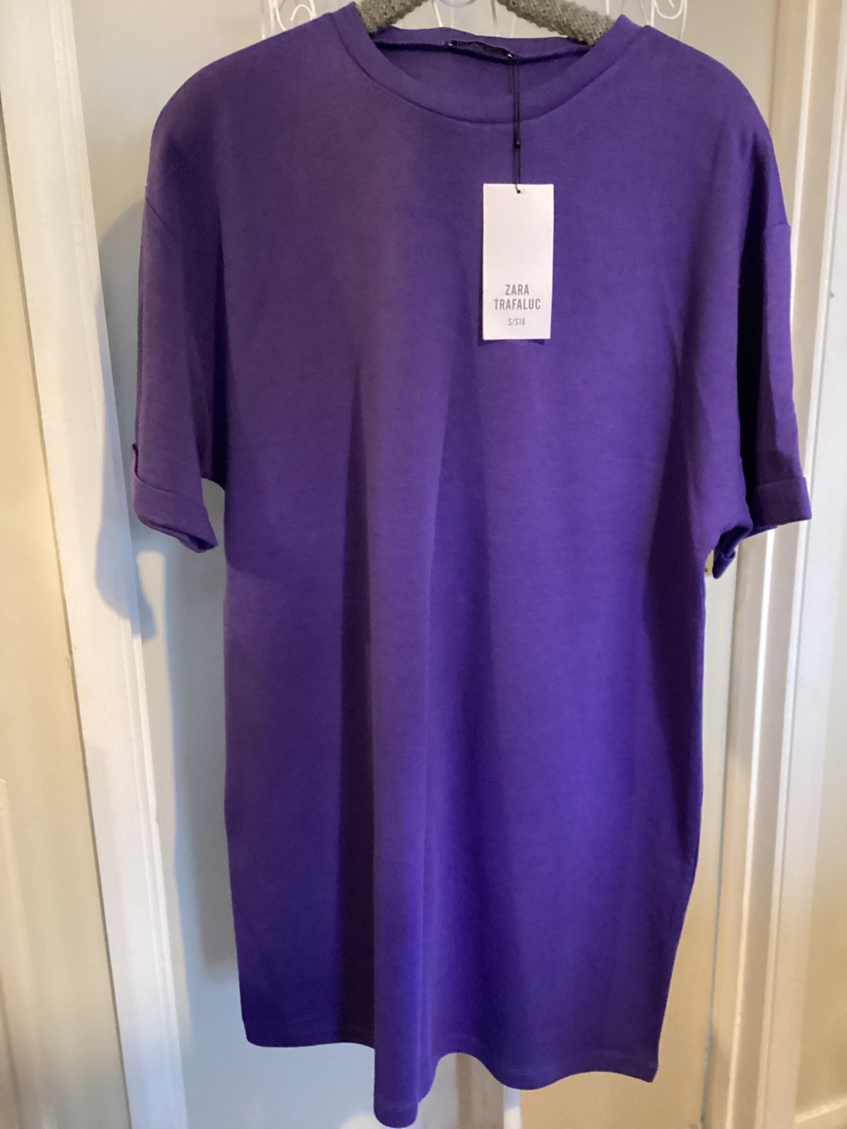 ZARA New Oversized Jersey PURPLE T SHIRT DRESS Chest 48”  L PLUS