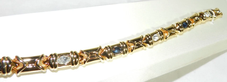 Nuevo - Pulsera Nolan Miller Tono Dorado con Cristales Transparentes + Azules - 7.75" Largo Foto 2 de 4