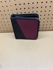 CD DVD 24 Disc Organizer Storage Case Black Red Canvas w/ Zipper Full Of Cd s