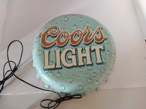 VTG 1998 Coors Light Beer Logo 18.5" Diameter Bottle Cap Tin Sign Rare Blue