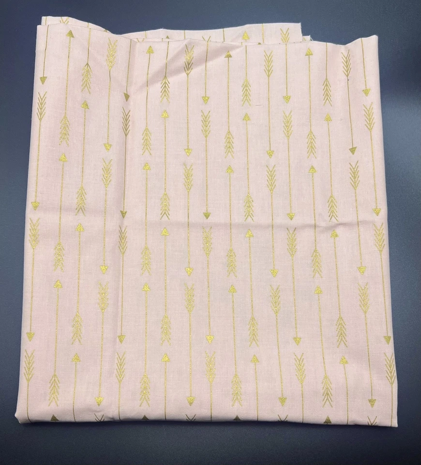 Michael Miller Cotton Fabric Pink with Gold Arrows Gold Metallic - Image 2 of 4