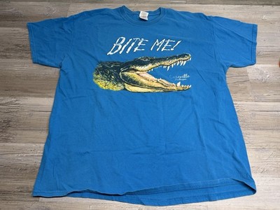 Vintage Alligator Bite Me T-Shirt Caseville Michigan Faded Graphic Tee Size XL