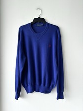 Polo Ralph Lauren Sweater Blue Pullover Crew Neck Pima Cotton Mens XL Preppy