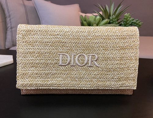DIOR BEAUTY DIORIVIERA RAFFIA POUCH KOSMETIK RATTAN CLUTCH NEU!