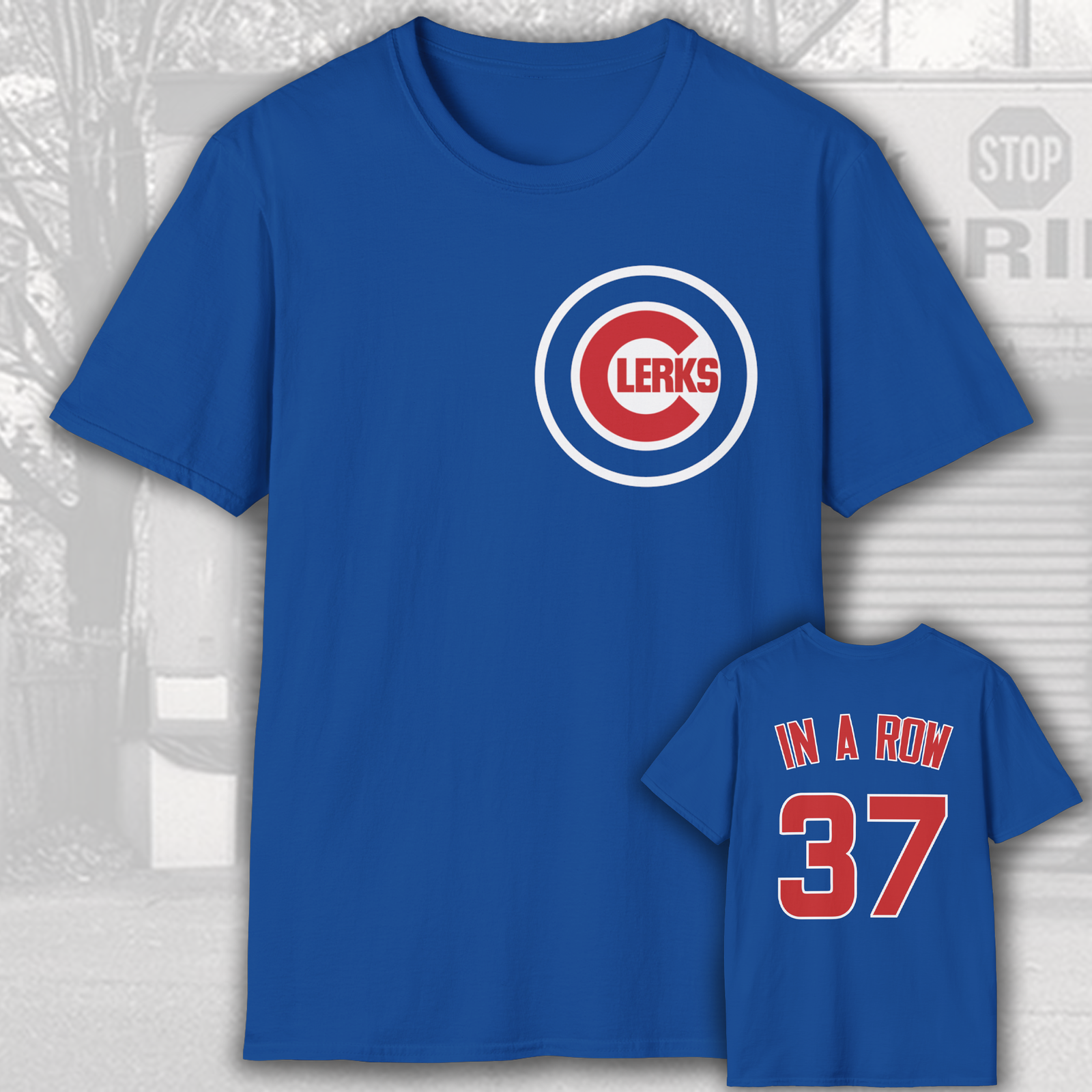 Maglietta Clerks Chicago Cubs 37 in una fila unisex softstyle