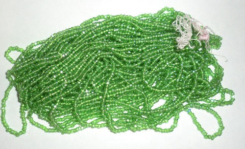 Transparent Medium Green Vintage Hand Cut Czech Glass Beads  WB20