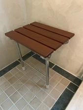 wall mounted fold up shower seat with legs 