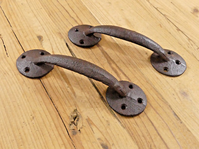 2 Cast Iron Antique Style Barn Handles Gate Pull Shed Door Handles Rustic Iron