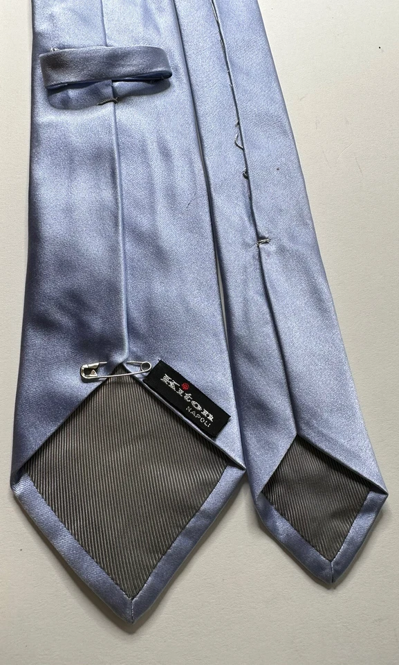 Corbata clásica de seda azul bebé liso años 90’s vestido para hombre graduación boda negocio Foto 4 de 4