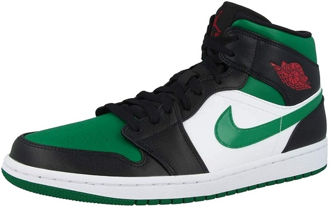 Jordan 1 Mid Black/Pine Green-White-Gym Red (554724 067) | eBay