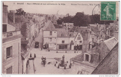 Postkarte - Baugé - Rue l'Official und Teilansicht der Stadt
