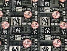 MLB New York Yankees Block 100 Cotton Fabric by the Quarter Yard 9" x 44"