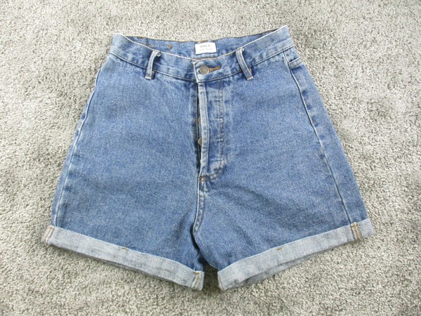 RVCA Shorts 8 Small W24 Denim Button Fly Cuffed Boyfriend High Waisted