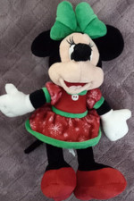 Disney Store Minnie Mouse Plush Holiday Christmas Medium 10" Stuffed Animal