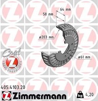 2X Zimmermann 405.4103.20 Bremstrommel FüR Smart