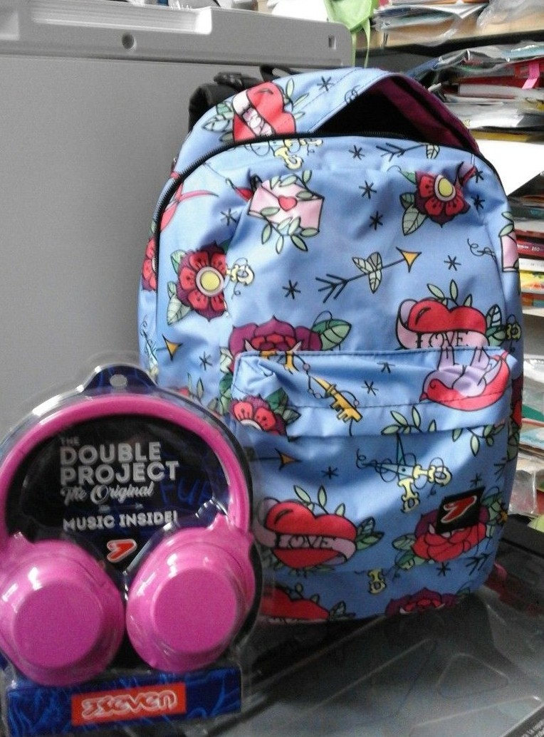 Zaino double Seven reversibile swallo girl (color lilla) cuffie