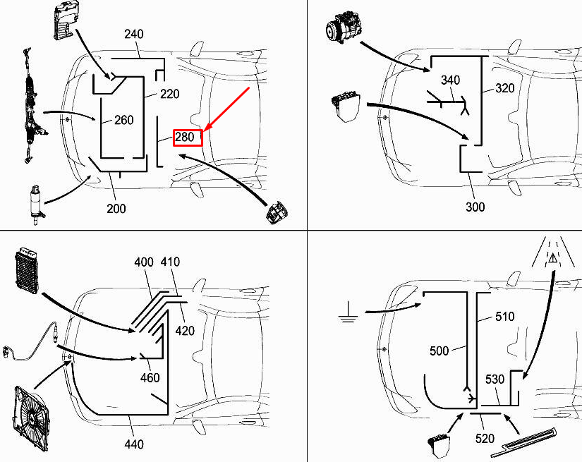 MERCEDES-BENZ SLK R172 Kabelbaum für beheizte Waschdüsen A1725402102