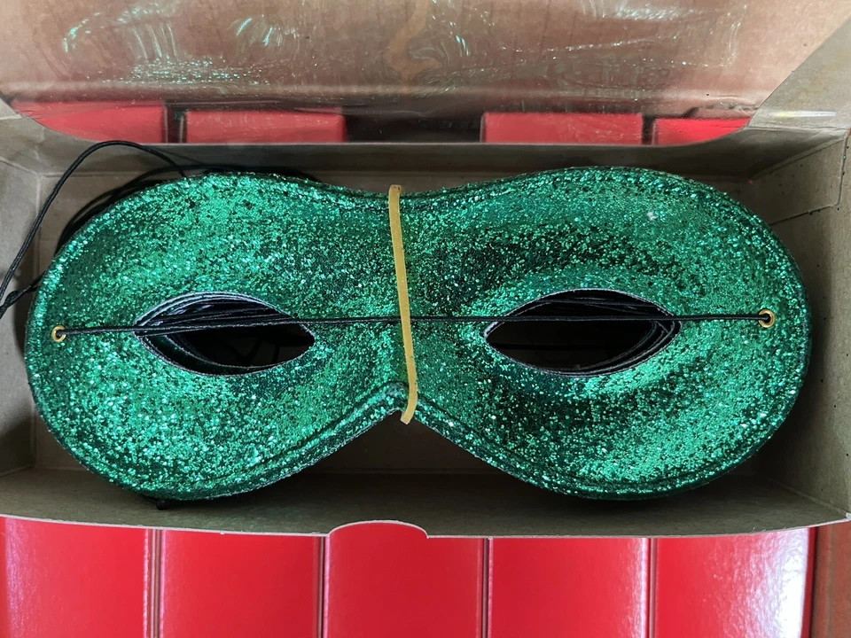 Máscara de mascarada verde brillo superhéroe disfraz disfraz accesorio caja de 10 Foto 2 de 4
