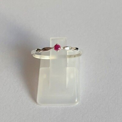 Silberring 925 Silber - Solitärring mit CZ in rot , sehr zierlich, Gr. 44 bis 64