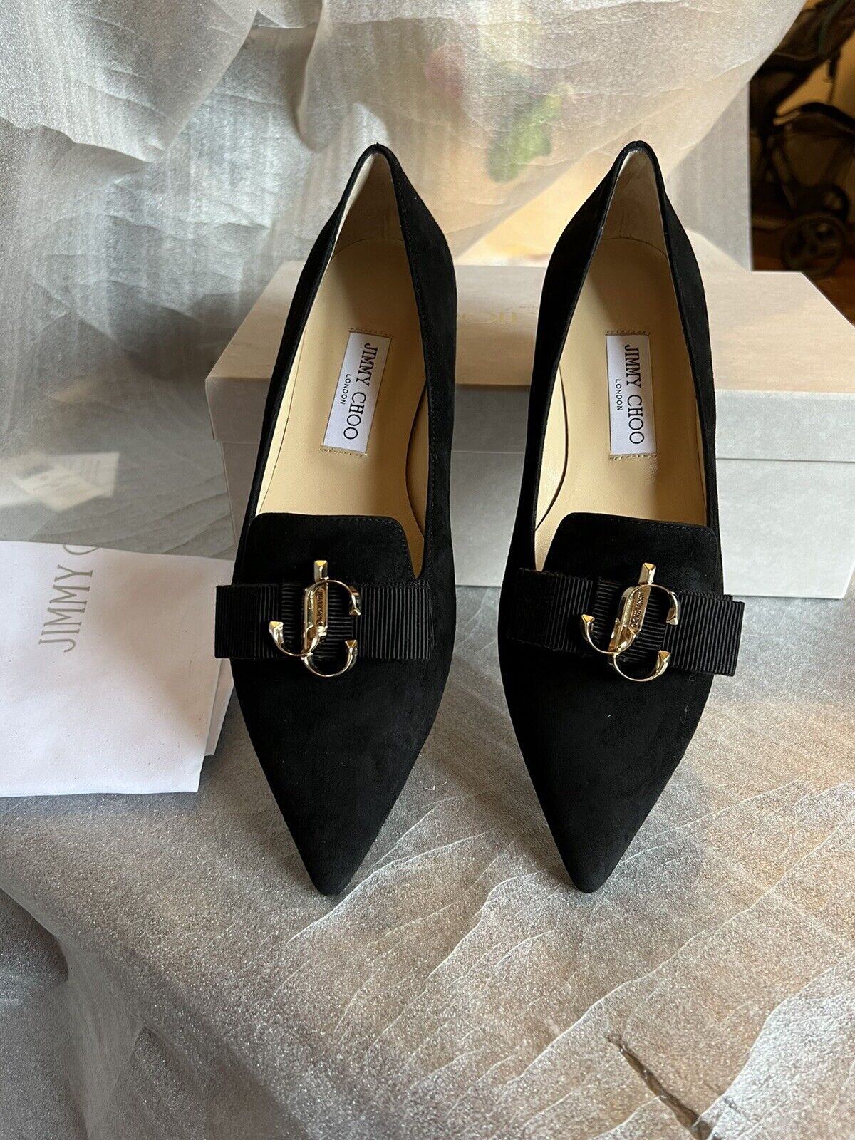 Jimmy Choo Gala / JC Suede Black Flats EUR39/US9/$650