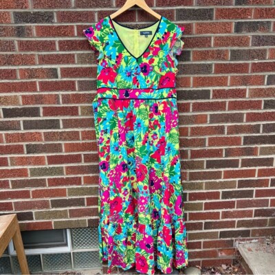 ModCloth Eyes On You Floral Ruffle Sleeve Surplice V Neck Belted Maxi Dress  | eBay