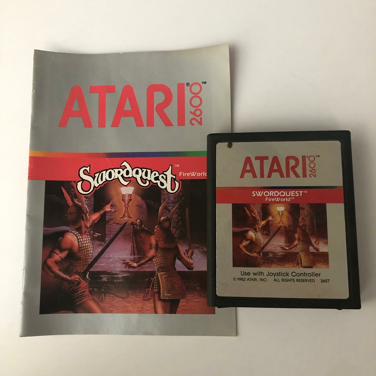 Jeu Atari 2600 Swordquest Fireworld – Version Pal Complète, Boîte Et Notice (Bon état)