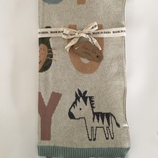 NEW Baby Blanket Cotton Reversible Animal Theme Nursery Decor Made in India