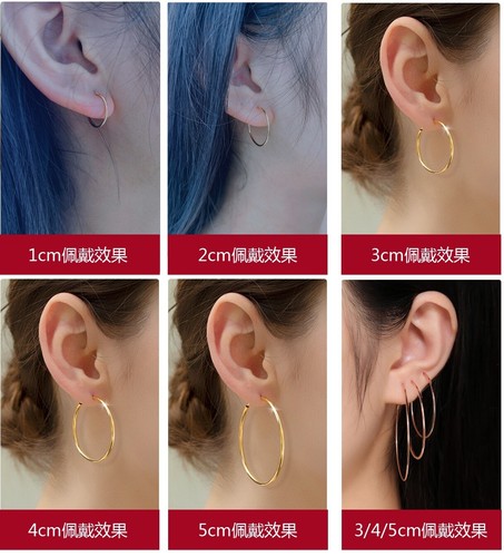 Authentic 18K Gold Hoop Earrings 100% Yellow Gold 1/2/3/4/5cm - Picture 6 of 12