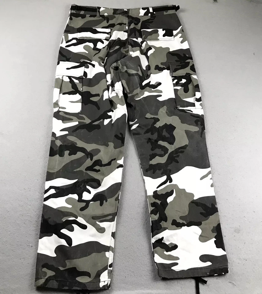 Rothcoo Pants Adult Medium Regular Gray Camo Adjustable Waist Cargo Army Uniform - Image 3 of 4