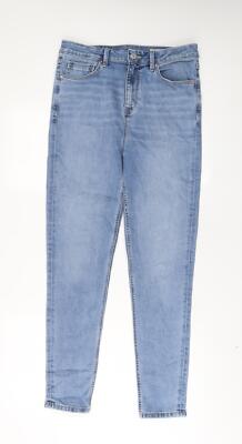 Marks and Spencer Damen Blau Baumwolle Skinny Jeans Größe 12 L31 Normaler Reißverschluss