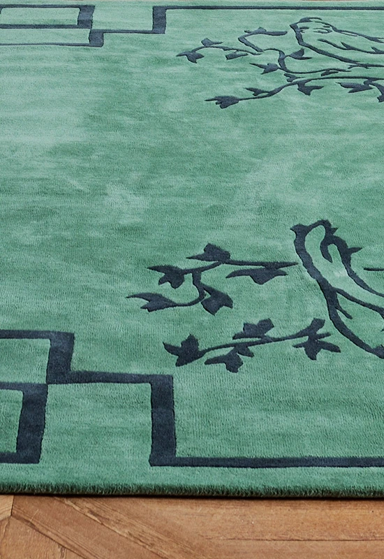 Chinoiserie - Parrot Green, Hand-Tufted Wool Soft Area Rug Carpet 5x8, 6x9, 8x10 - Image 3 of 4