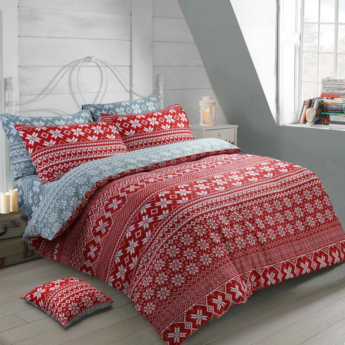 Thermal Flannelette Duvet Cover Bedding Set Brushed Cotton Soft Cosy Warm Bed