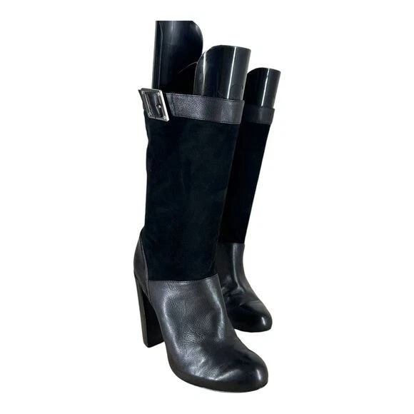 Rachel Zoe 8 Claudia Buckle Suede Boots High Ankle Round Toe Sexy City Leather - Image 3 of 4