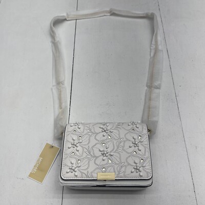 Michael Kors Jade Gusset Medium Clutch Crossbody White