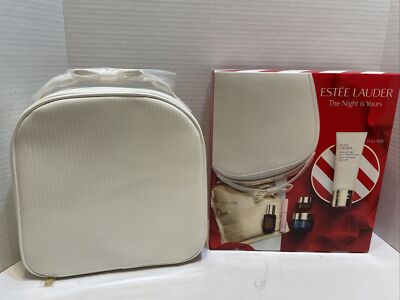 ESTĒE LAUDER OFF WHITE THE NIGHT IS YOURS TRAVEL BAG/VANITY CASE ONLY NEW