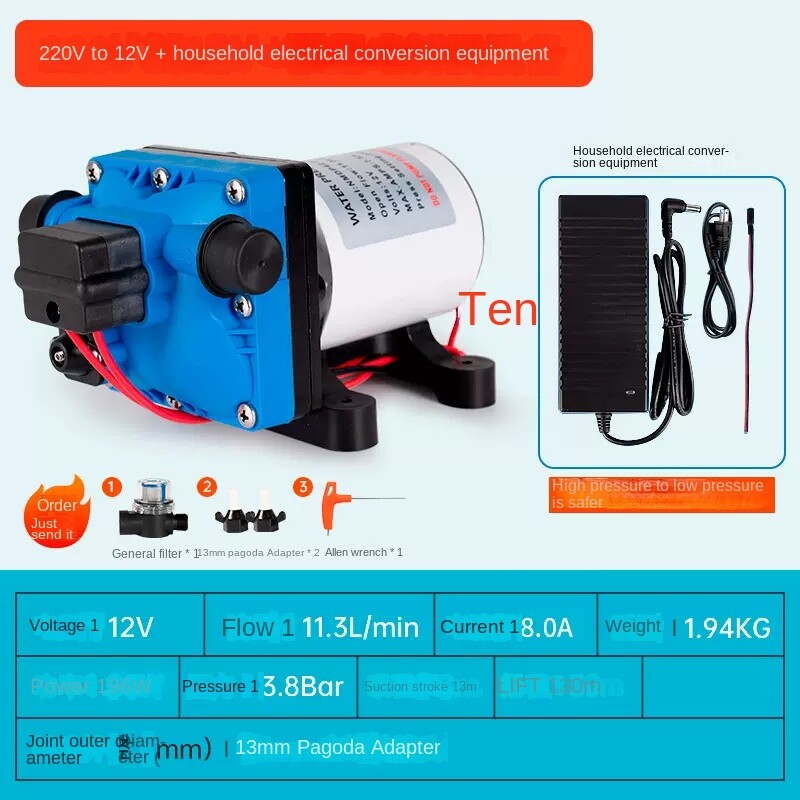 Diaphragm Water Pump Self Priming Pump RV Pressure Booster Pump 5.5GPM 75 PSI