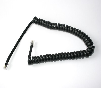 2m Telefon-Hörer-Spiral-Kabel schwarz gewendelt RJ-10 4P4C 2,0 m Wendel-Schnur