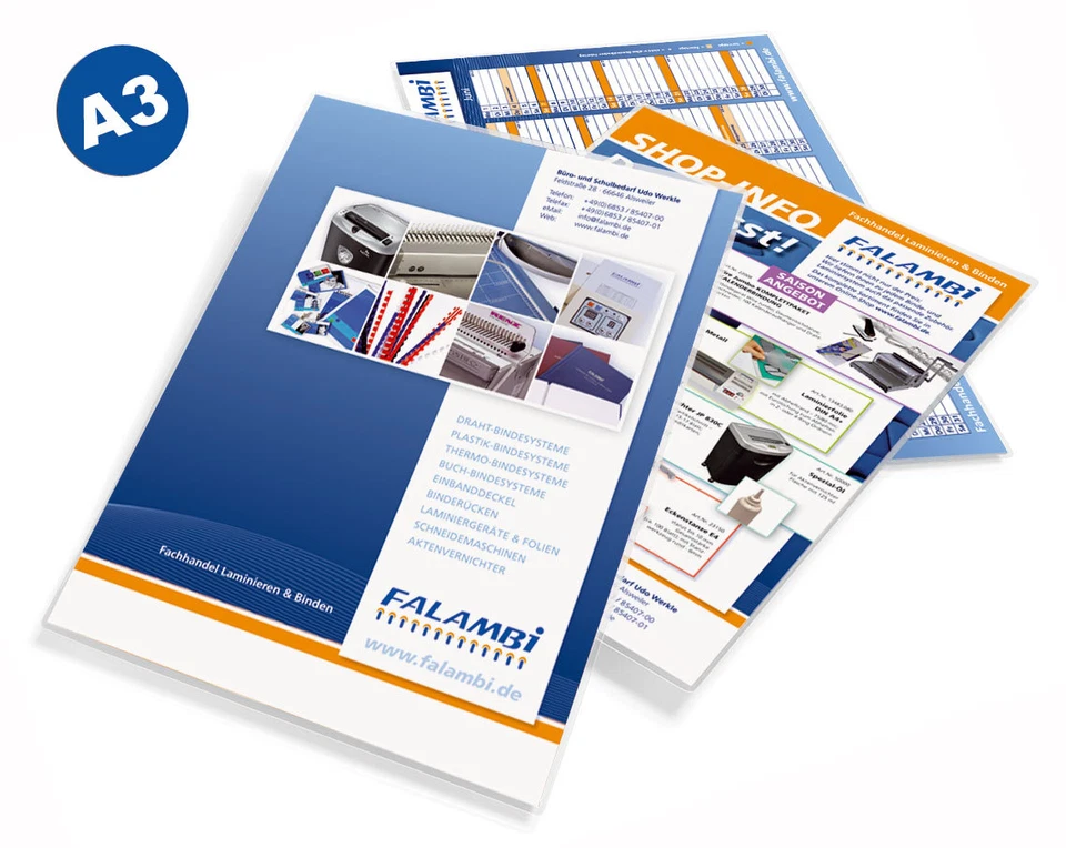 FALAMBI 100 Laminierfolien DIN A3, 303 x 426 mm, 80-100-125-175 mic / Laminiertaschen
