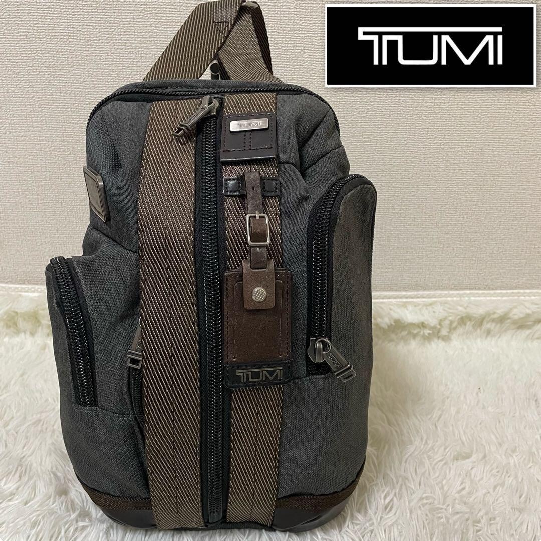 Tumi ALPHA BRAVO 22318 Monterey Sling Bag Gray x Brown Tumi ALPHA BRAVO 22318 Monterey Sling Bag Gray x Brown