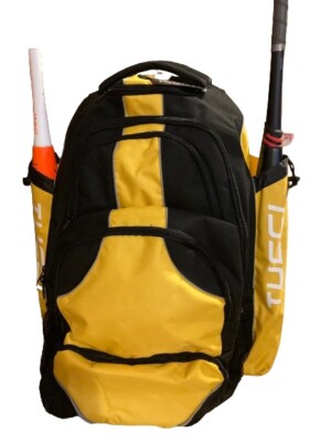 Tucci Team Travel Bat Backpack for Baseball & Softball Large Plus Black/Yellow