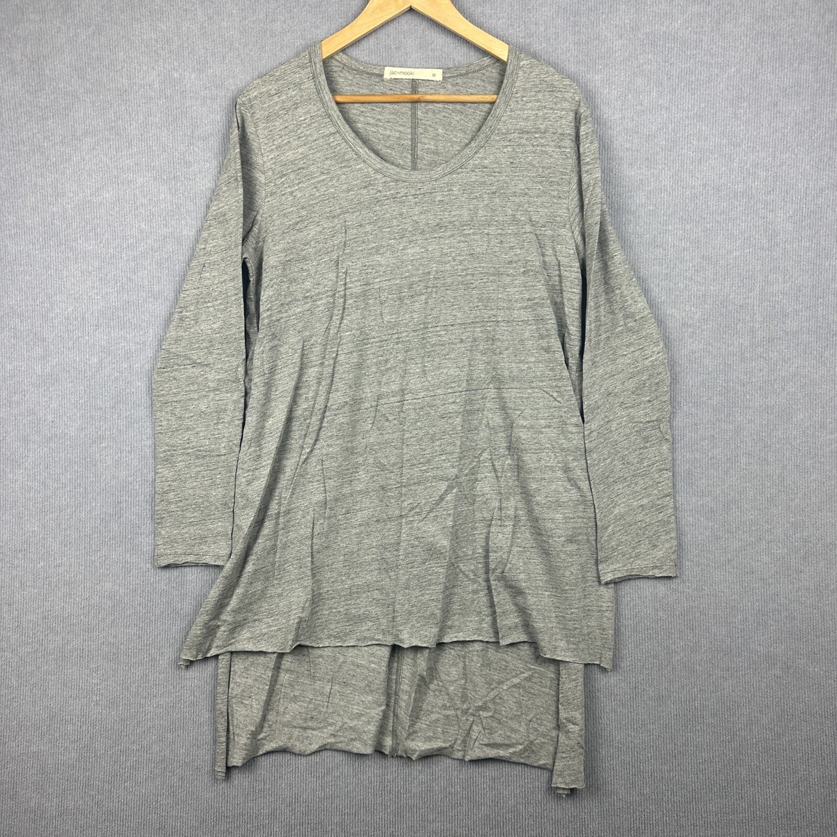 Jac Mooki Dress Womens Medium Grey Shift Long Sleeve Round Neck