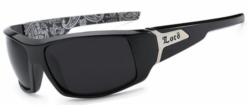 Locs Hombre Cholo Motero Gafas de Sol - Negro Brillante Marco Lente Ahumada  LC76 | eBay