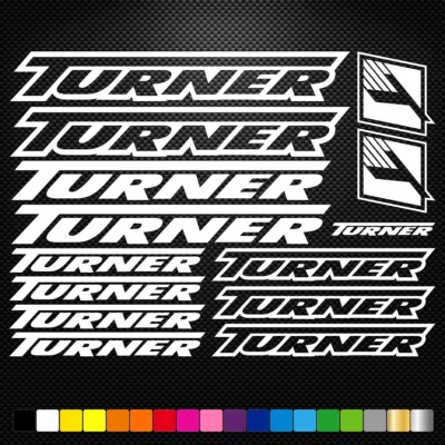 TURNER - 14 Vinyl Decals Stickers Sheet Bike Frame Cycle Cycling Bicycle
