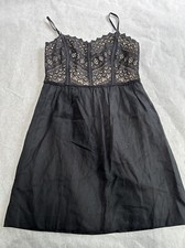 LOFT Ann Taylor Women’s Mini Black Skater Dress Black Lace Nude Underlay 2 NWT