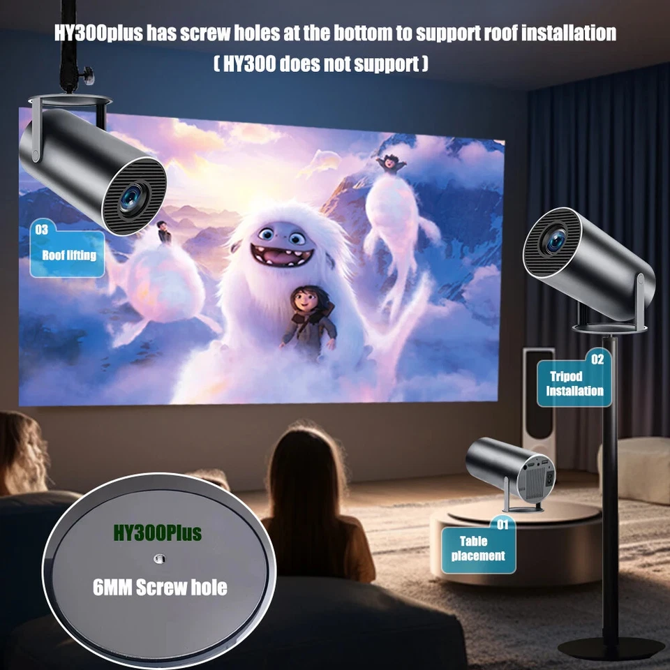 Projectors Android11 4K Wifi6 300ANSI HD Allwinner H713 BT5.0 1080P 1280*720P - Image 3 of 4
