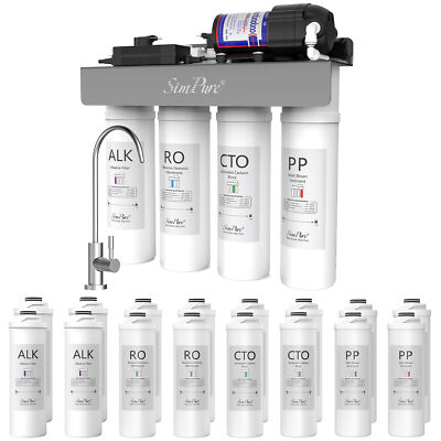 SimPure WP2-400GPD Alkaline pH+ RO Reverse Osmosis Drinking Filtration System